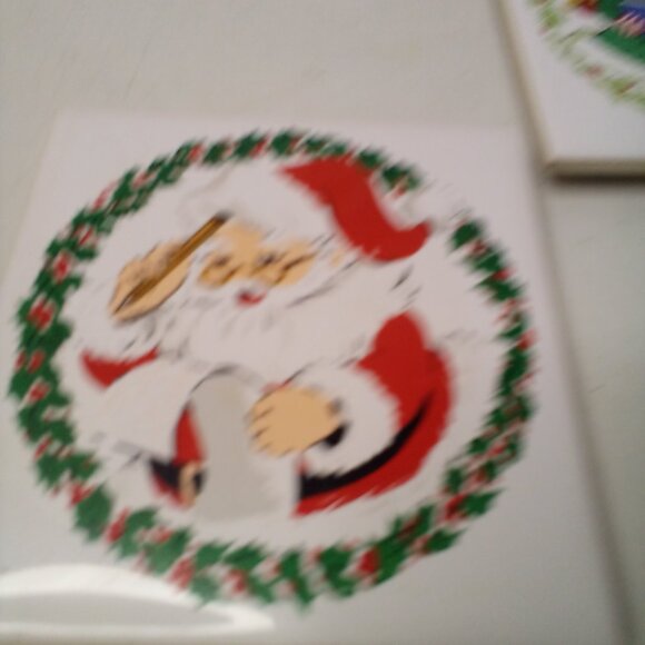 Vintage Jasco 1981 Ceramic Tile Trivet Coaster Christmas Santa Carolers Lot of 2 - Picture 5 of 11